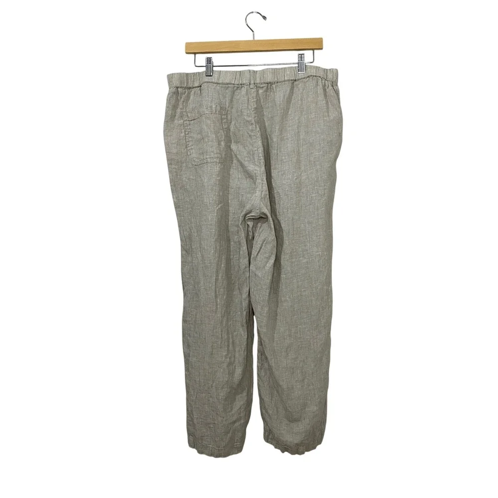 Quince 100% European Linen Pants Beige XL Elastic Waist Straight Leg Belt Loops